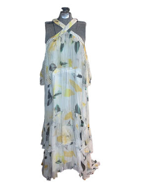 Women's Anthropologie Plus White Yellow Floral Maxi Dress 26W